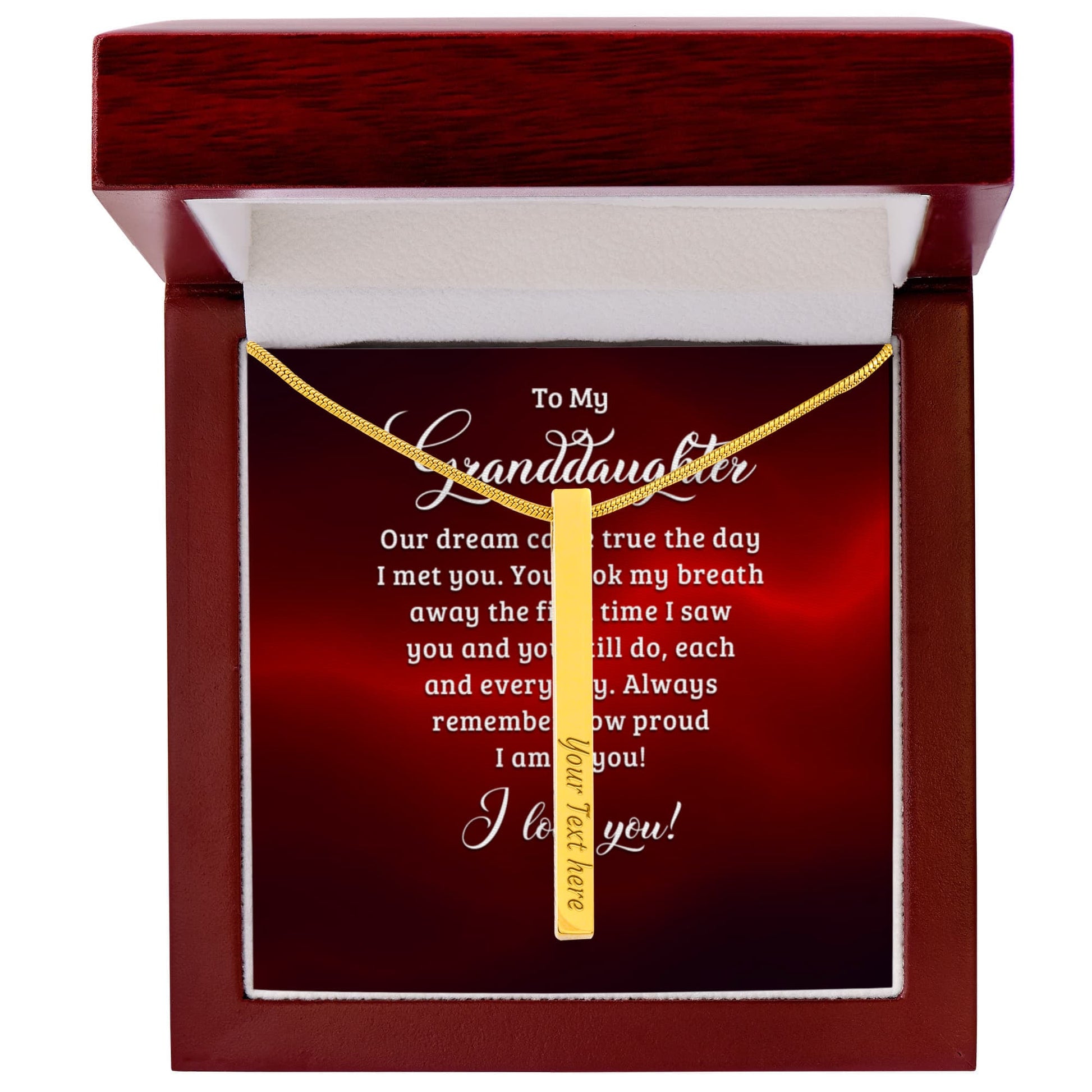 To My Granddaughter Engraved Stick Necklace ShineOn Fulfillment