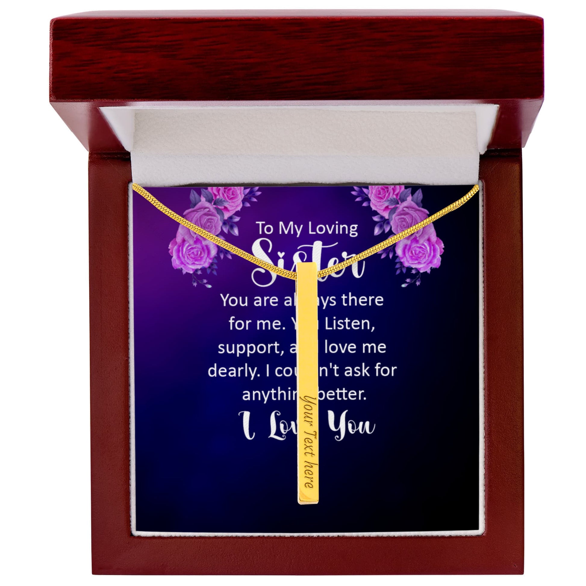 To My Sister 4-Sided Engraved Stick Necklace ShineOn Fulfillment