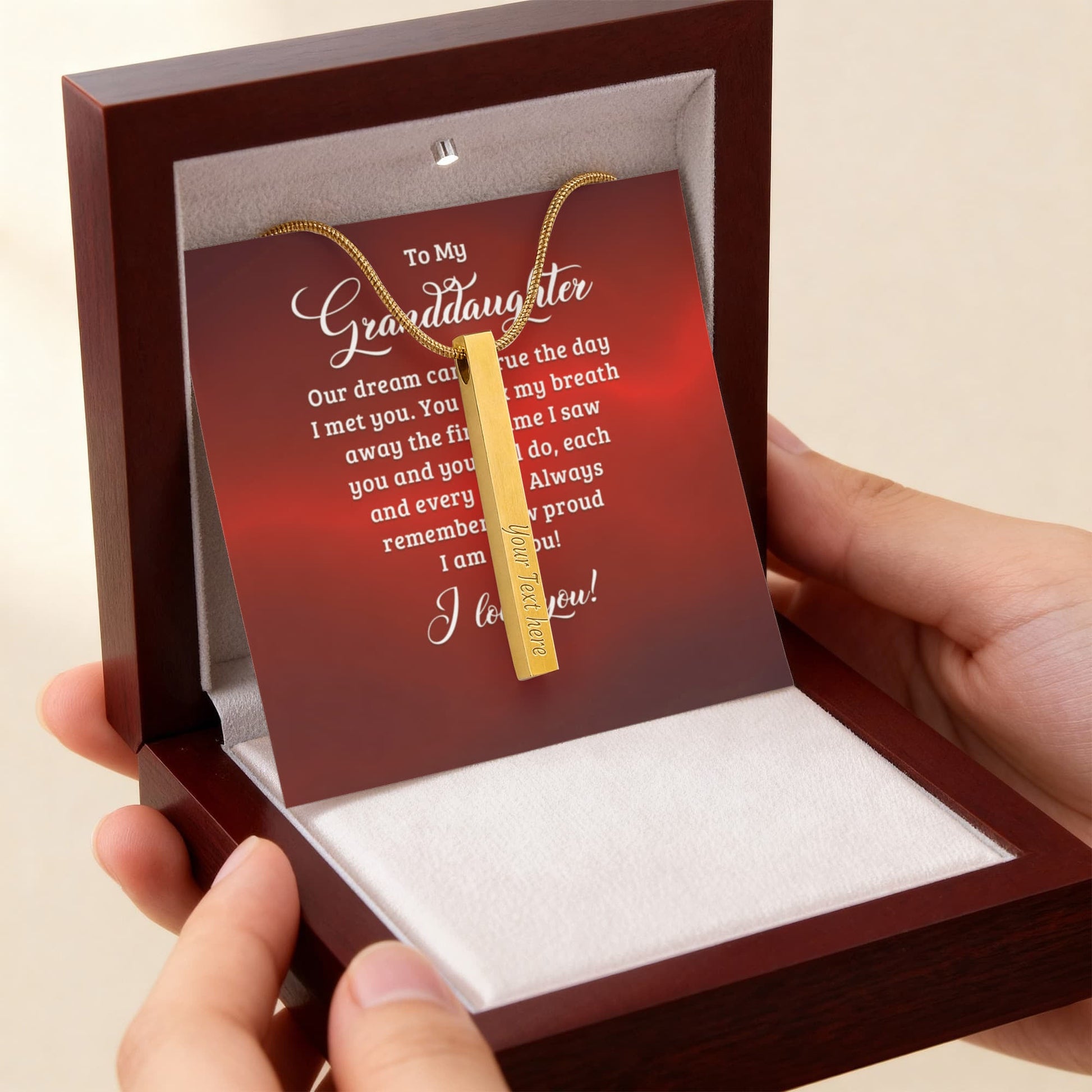 To My Granddaughter Engraved Stick Necklace ShineOn Fulfillment