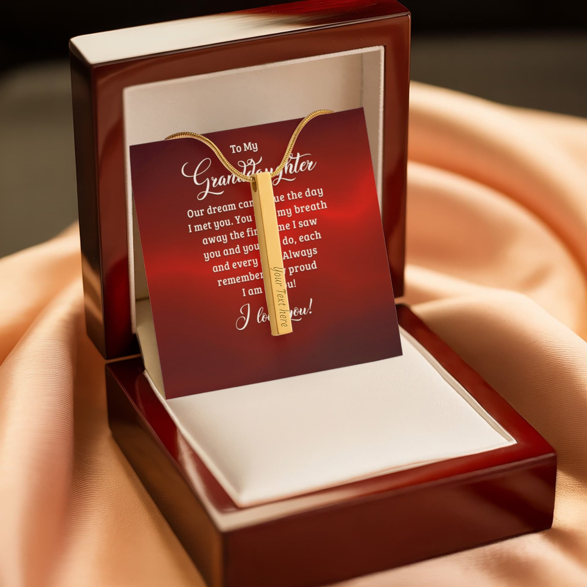 To My Granddaughter Engraved Stick Necklace ShineOn Fulfillment