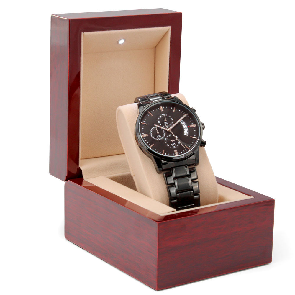 Engraved Black Chronograph Watch for Son from Mom ShineOn Fulfillment