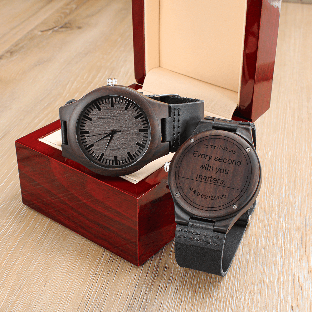 Wood Watch with Engraving Every second with you matters, personalized