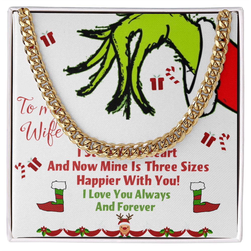 Cuban Link Chain with message card I stole your heart Grinch Christmas decoration by ShineOn Fulfillment