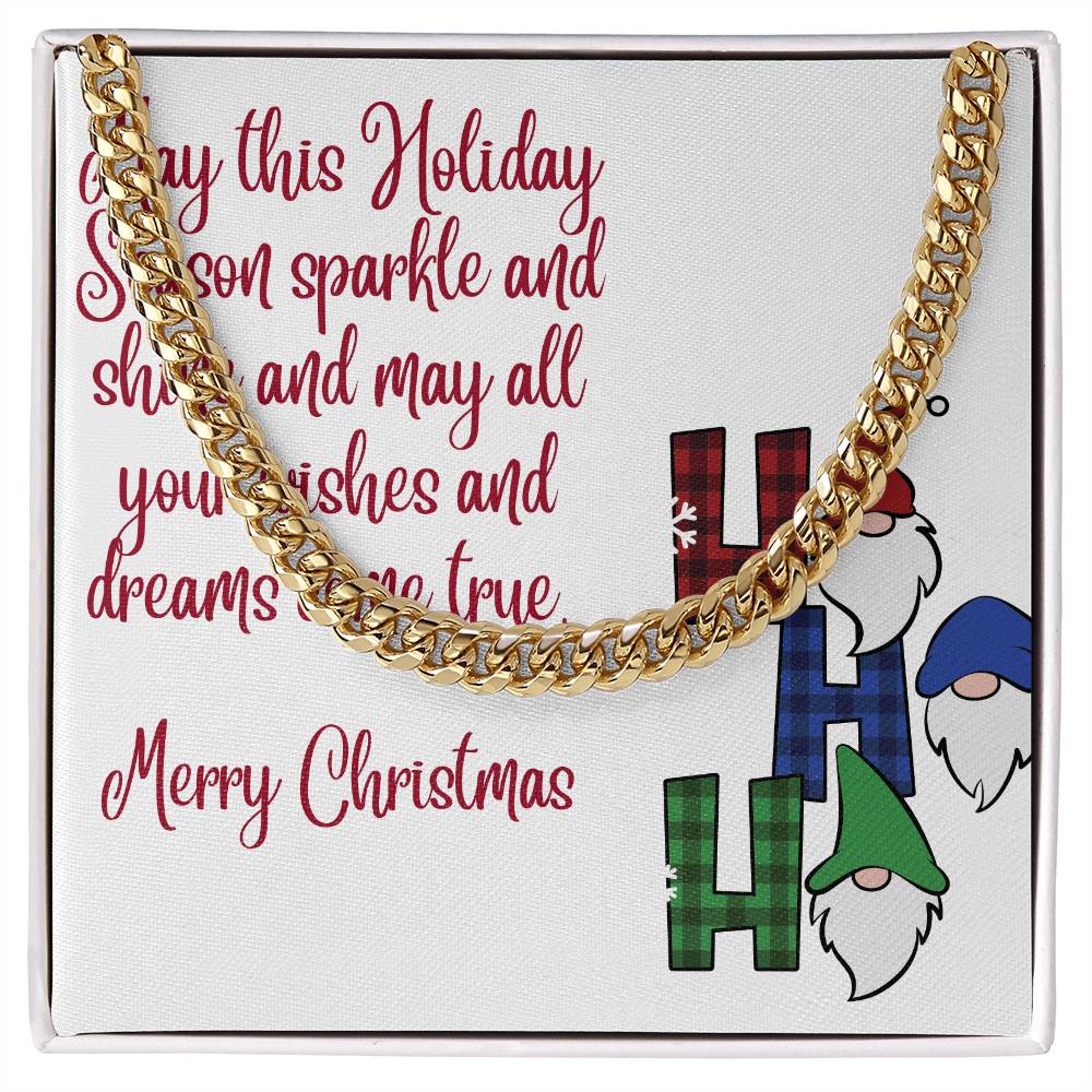 Necklace Chain with Merry Christmas Card, Holiday Jewelry Gift, Festive Season Pendant by ShineOn Fulfillment