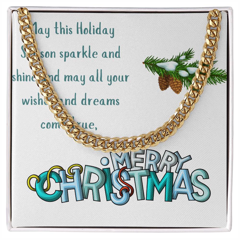 Necklace Chain with Merry Christmas Card, Holiday Jewelry Gift, Festive Season Pendant, Ch by ShineOn Fulfillment
