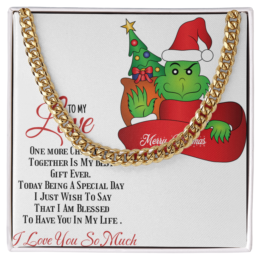 Cuban Link Chain with Christmas Grinch message card by ShineOn Fulfillment