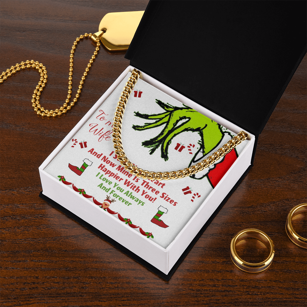 Cuban Link Chain with message card I stole your heart Grinch Christmas decoration by ShineOn Fulfillment