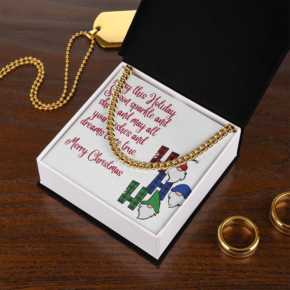 Necklace Chain with Merry Christmas Card, Holiday Jewelry Gift, Festive Season Pendant by ShineOn Fulfillment