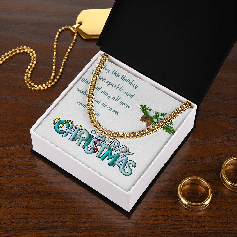 Necklace Chain with Merry Christmas Card, Holiday Jewelry Gift, Festive Season Pendant, Ch by ShineOn Fulfillment