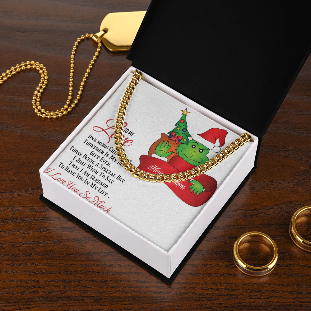 Cuban Link Chain with Christmas Grinch message card by ShineOn Fulfillment