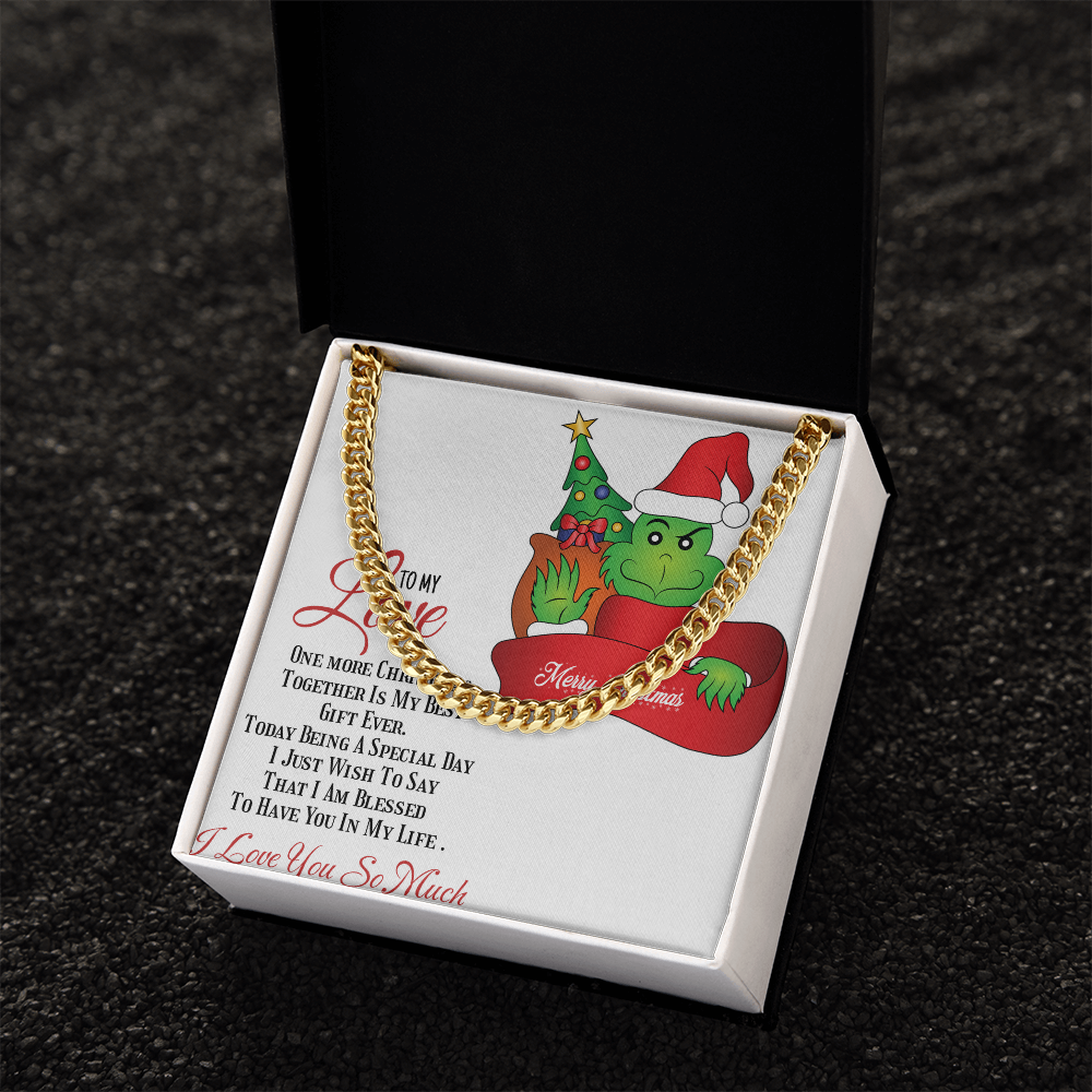 Cuban Link Chain with Christmas Grinch message card by ShineOn Fulfillment