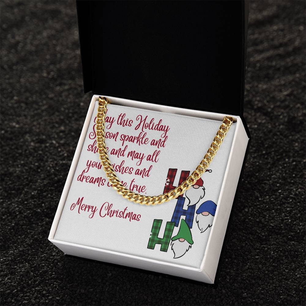 Necklace Chain with Merry Christmas Card, Holiday Jewelry Gift, Festive Season Pendant by ShineOn Fulfillment