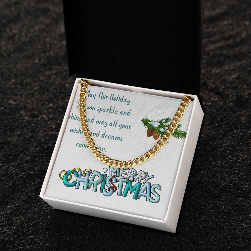 Necklace Chain with Merry Christmas Card, Holiday Jewelry Gift, Festive Season Pendant, Ch by ShineOn Fulfillment