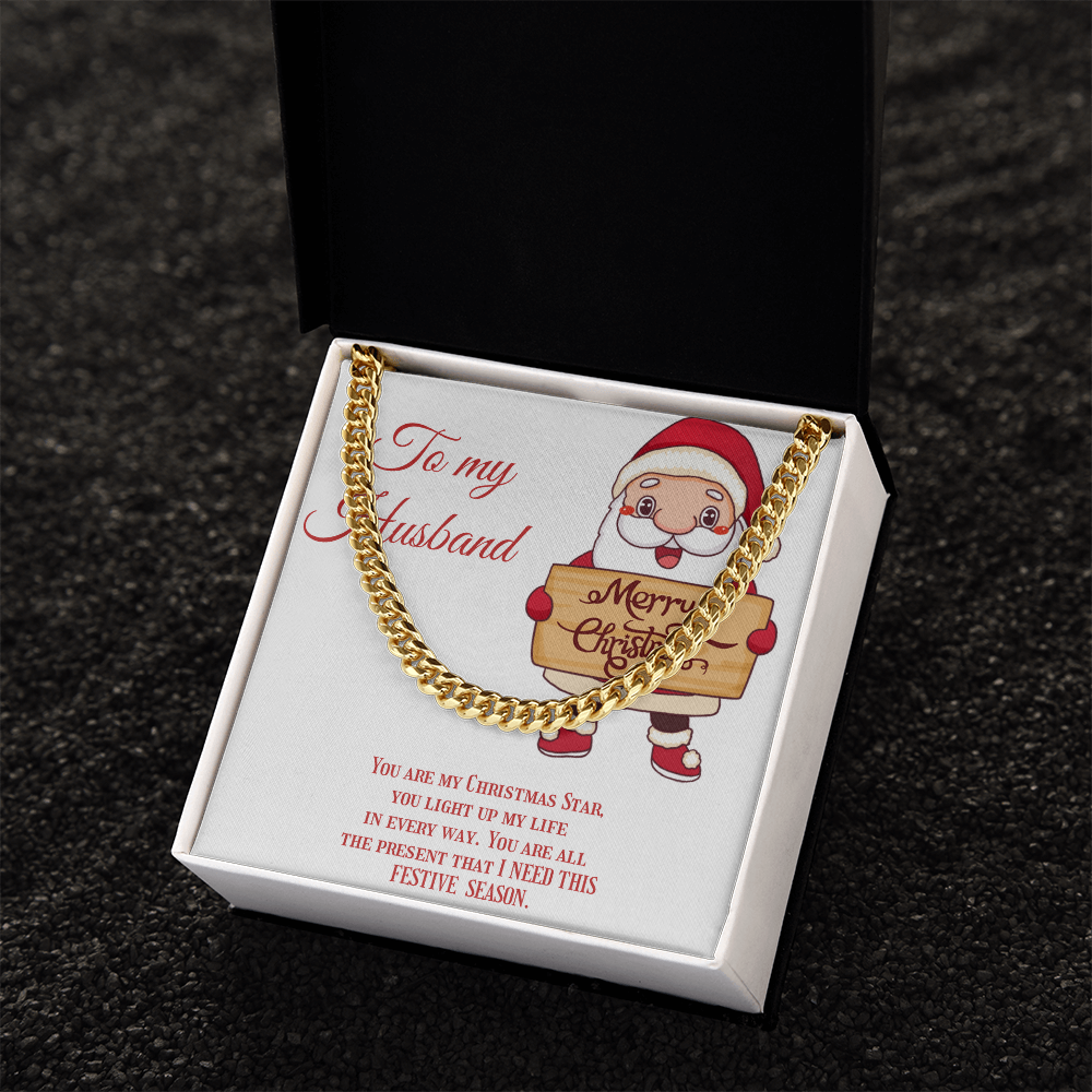 Cuban Link Chain – Christmas Gift for Husband, Includes Merry Christmas Message Card by ShineOn Fulfillment
