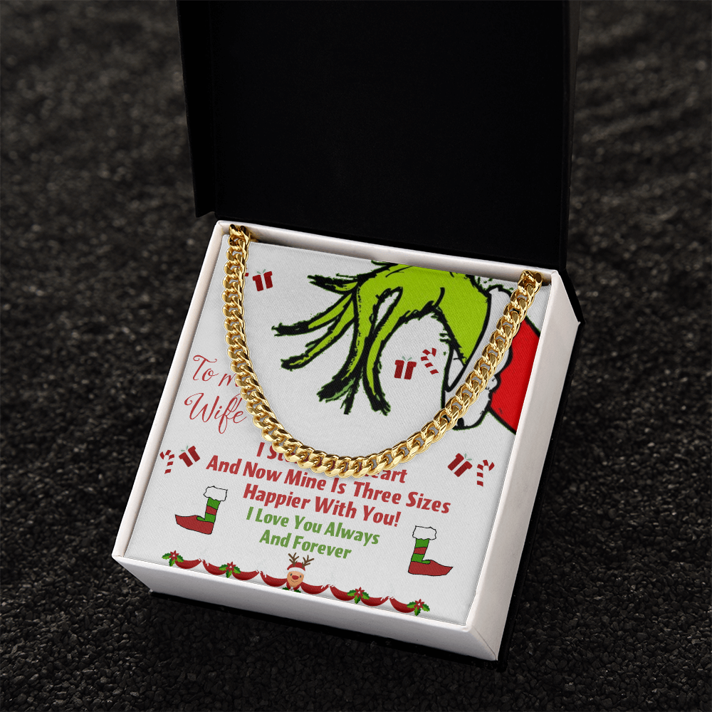 Cuban Link Chain with message card I stole your heart Grinch Christmas decoration by ShineOn Fulfillment