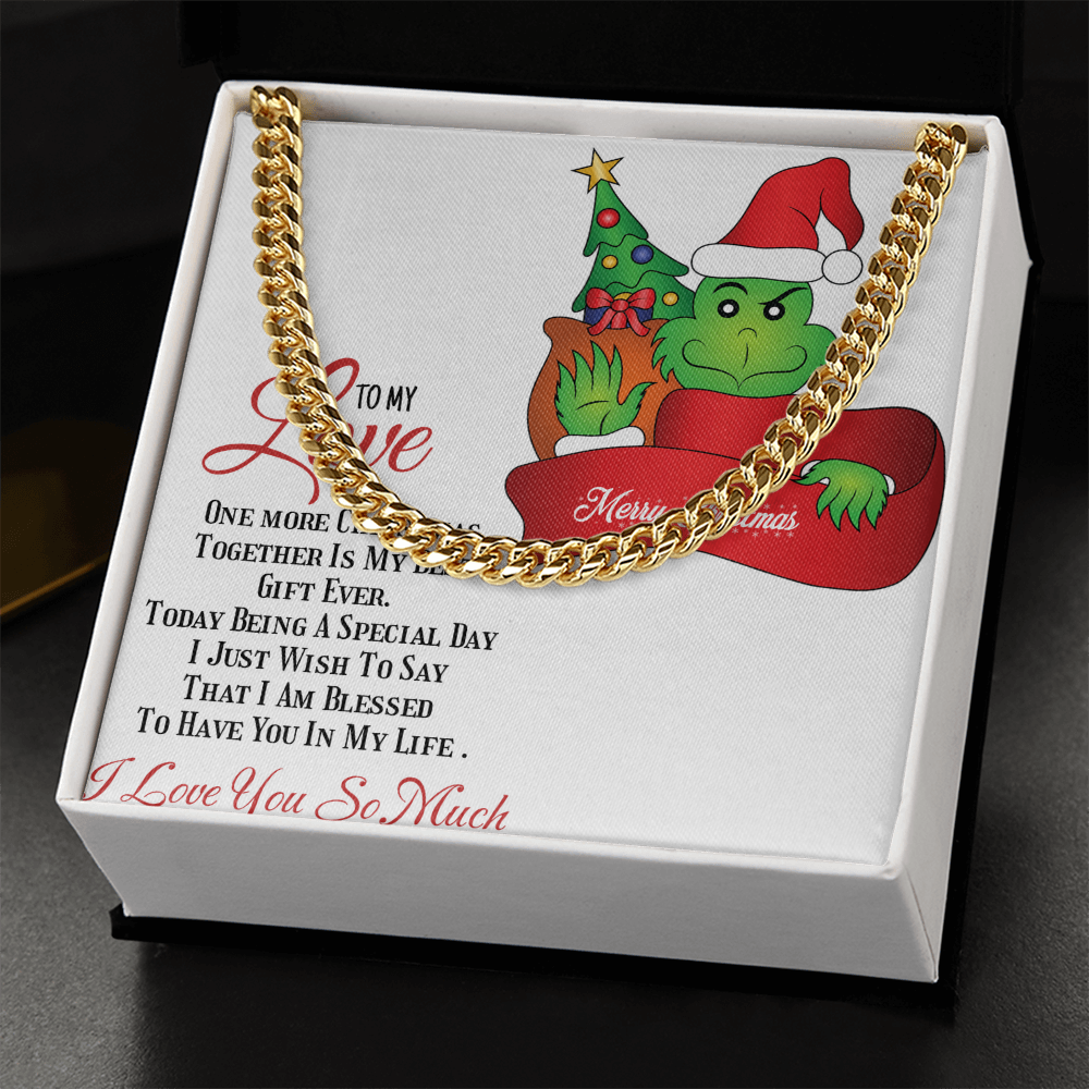 Cuban Link Chain with Christmas Grinch message card by ShineOn Fulfillment