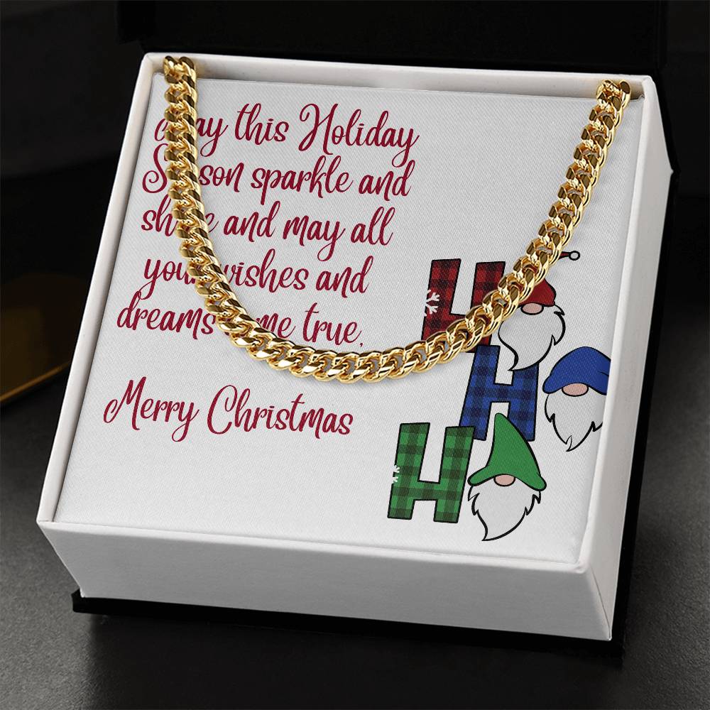 Necklace Chain with Merry Christmas Card, Holiday Jewelry Gift, Festive Season Pendant by ShineOn Fulfillment