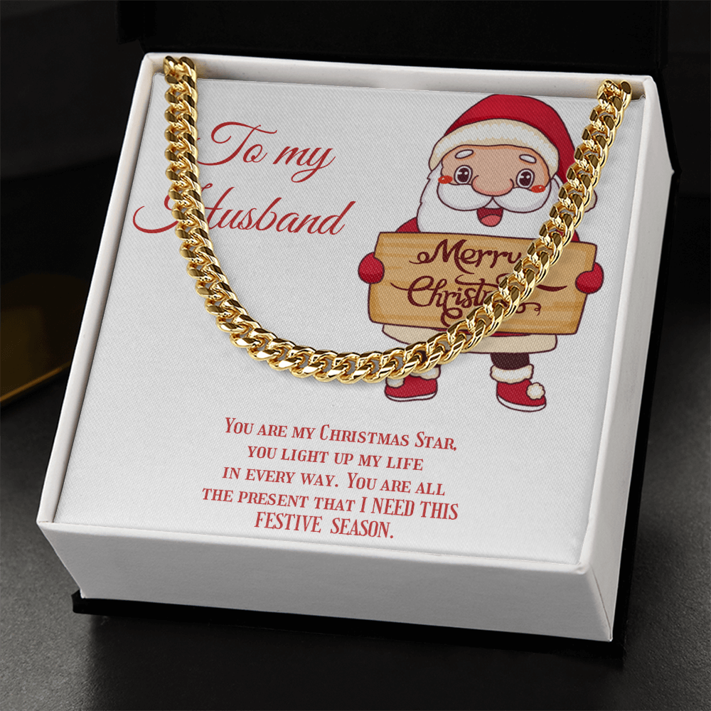Cuban Link Chain – Christmas Gift for Husband, Includes Merry Christmas Message Card by ShineOn Fulfillment