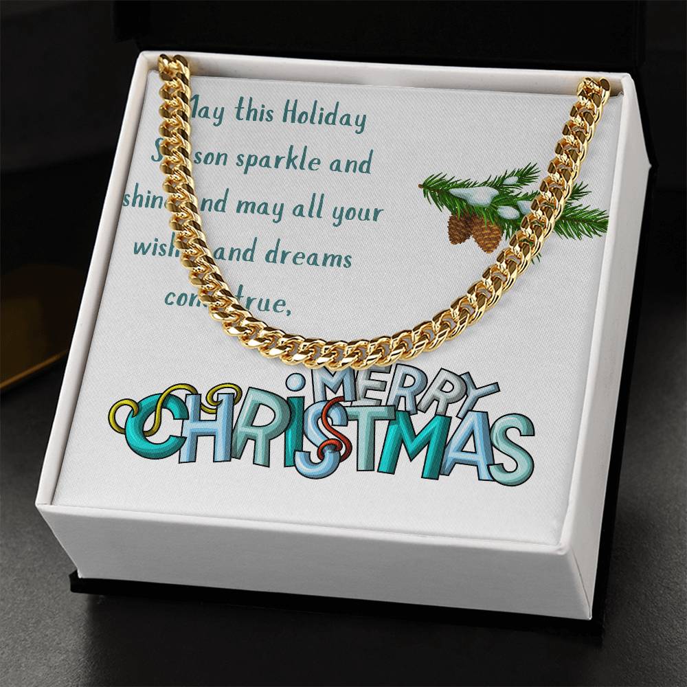 Necklace Chain with Merry Christmas Card, Holiday Jewelry Gift, Festive Season Pendant, Ch by ShineOn Fulfillment