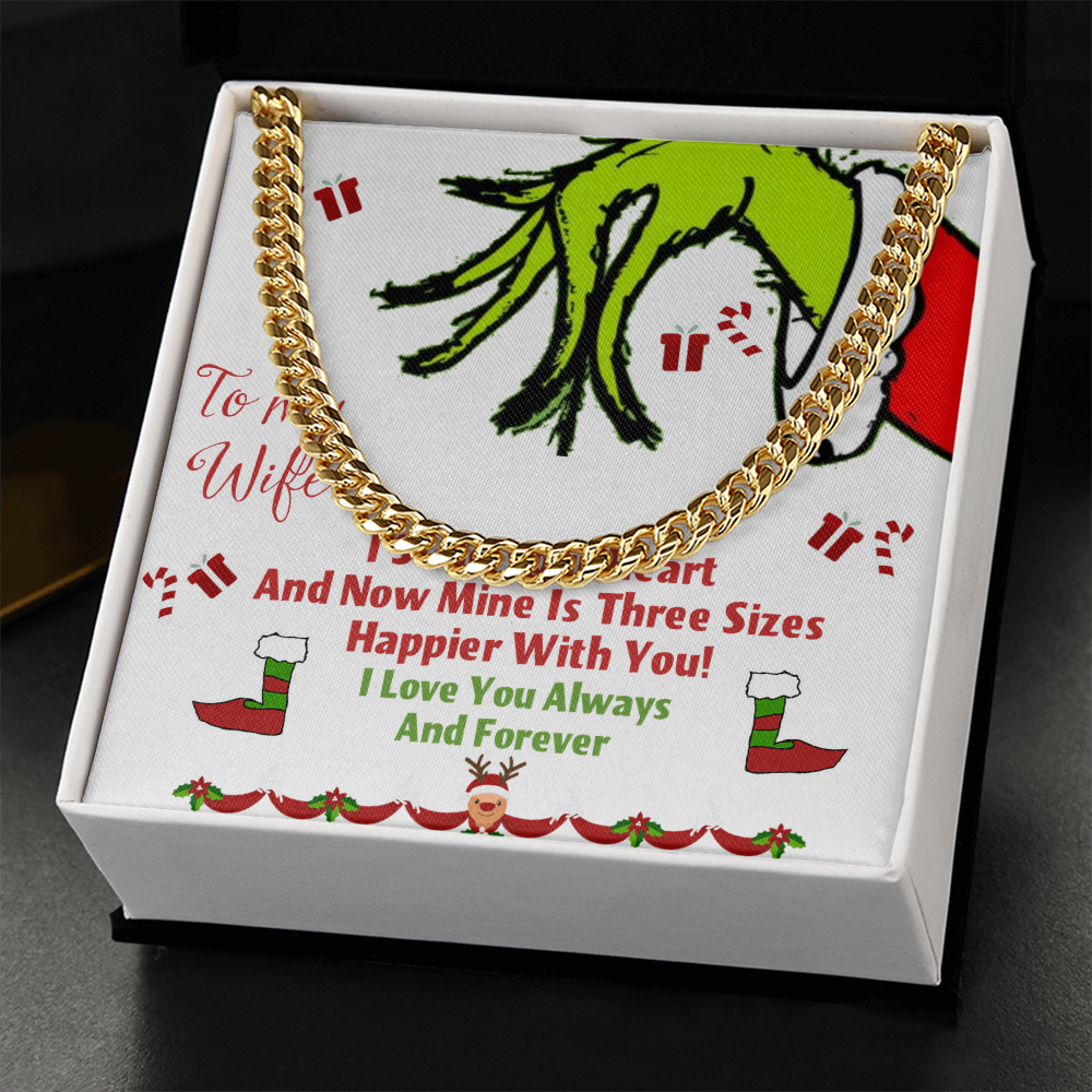 Cuban Link Chain with message card I stole your heart Grinch Christmas decoration by ShineOn Fulfillment
