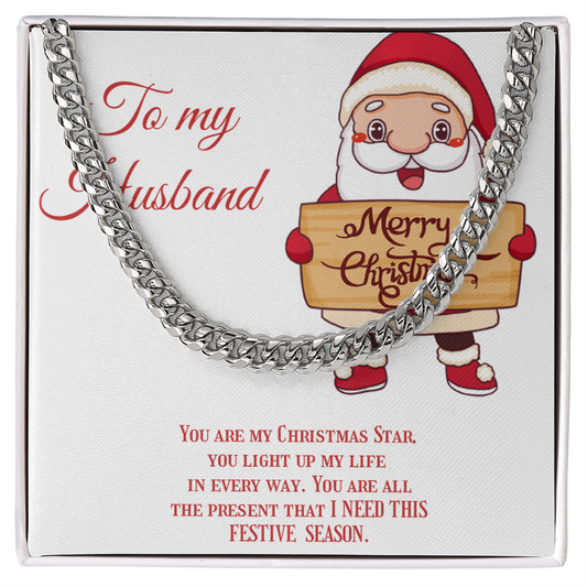 Cuban Link Chain – Christmas Gift for Husband, Includes Merry Christmas Message Card by ShineOn Fulfillment