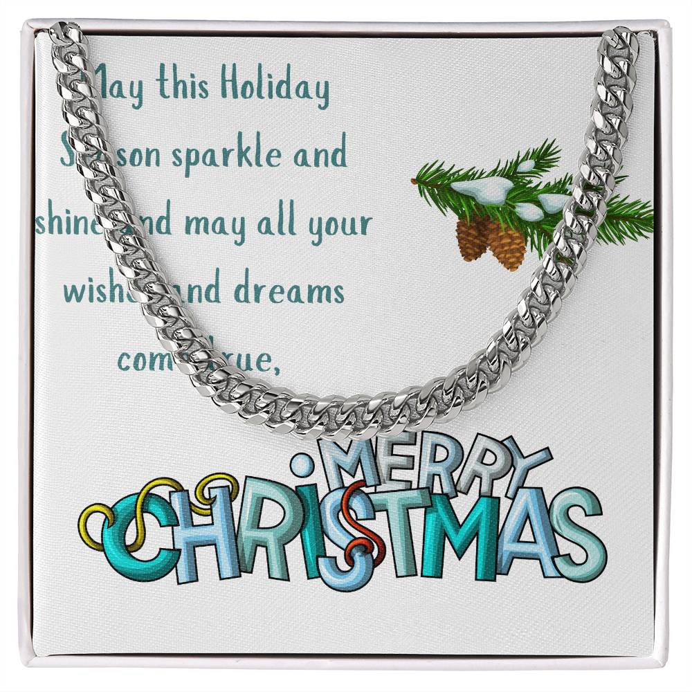 Necklace Chain with Merry Christmas Card, Holiday Jewelry Gift, Festive Season Pendant, Ch by ShineOn Fulfillment