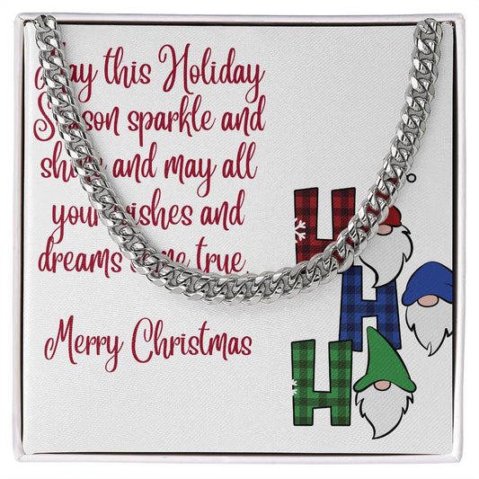 Necklace Chain with Merry Christmas Card, Holiday Jewelry Gift, Festive Season Pendant by ShineOn Fulfillment