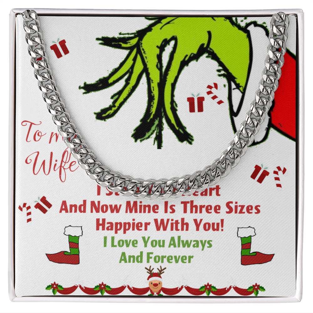 Cuban Link Chain with message card I stole your heart Grinch Christmas decoration by ShineOn Fulfillment