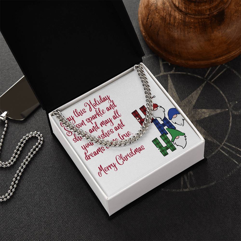 Necklace Chain with Merry Christmas Card, Holiday Jewelry Gift, Festive Season Pendant by ShineOn Fulfillment