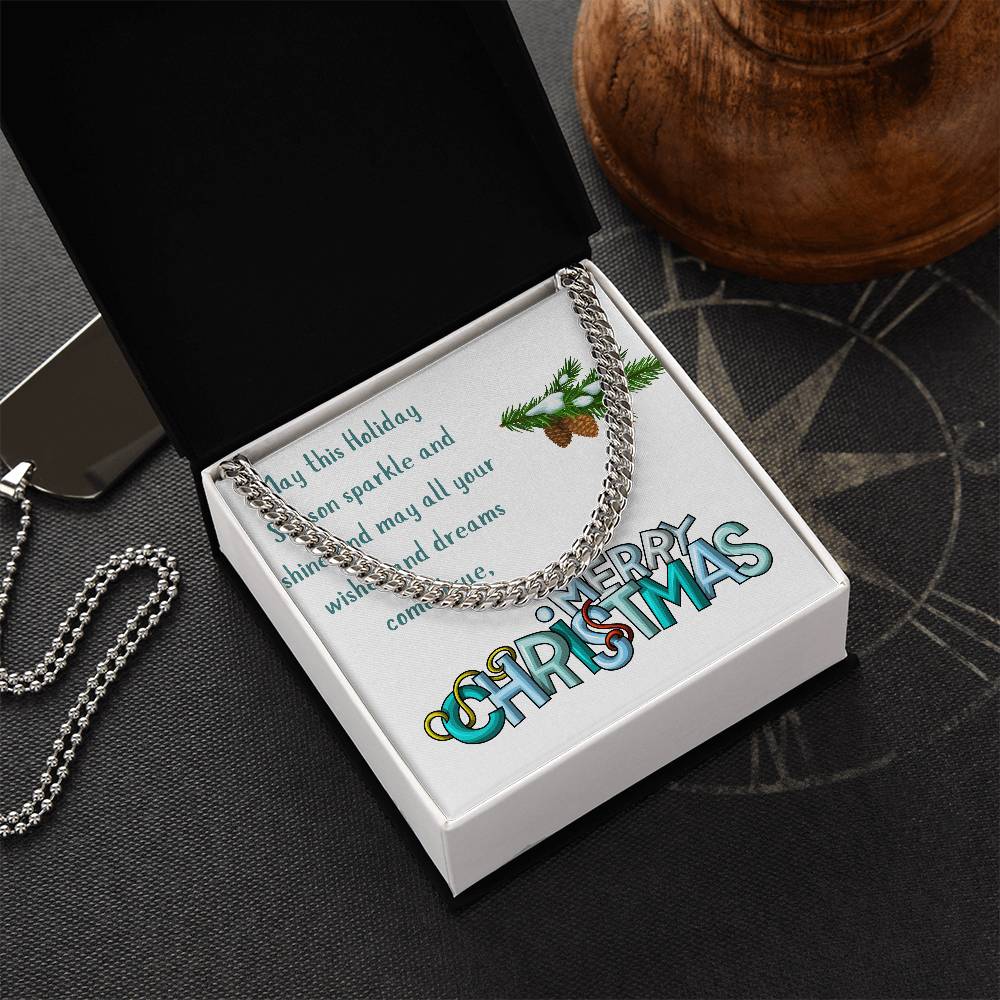 Necklace Chain with Merry Christmas Card, Holiday Jewelry Gift, Festive Season Pendant, Ch by ShineOn Fulfillment