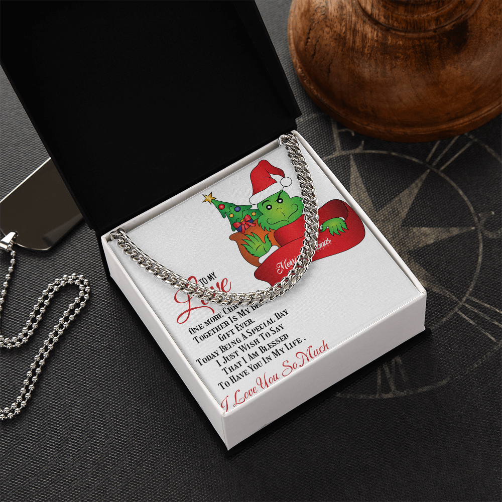 Cuban Link Chain with Christmas Grinch message card by ShineOn Fulfillment