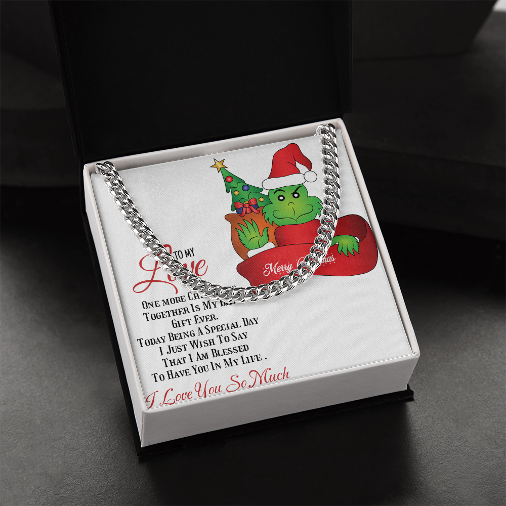 Cuban Link Chain with Christmas Grinch message card by ShineOn Fulfillment