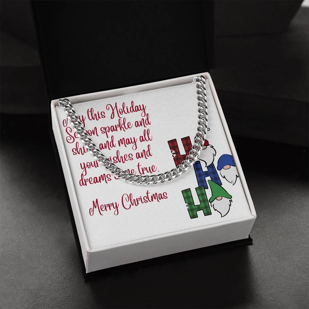 Necklace Chain with Merry Christmas Card, Holiday Jewelry Gift, Festive Season Pendant by ShineOn Fulfillment