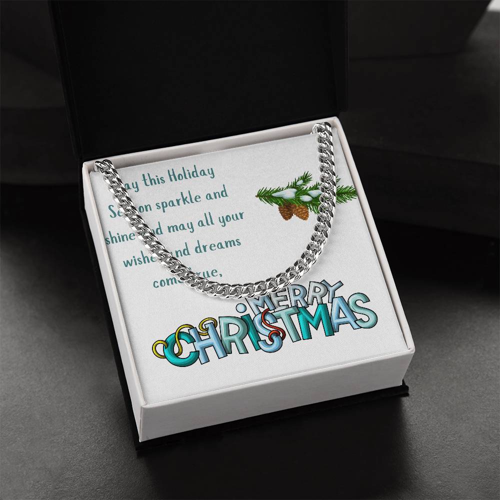 Necklace Chain with Merry Christmas Card, Holiday Jewelry Gift, Festive Season Pendant, Ch by ShineOn Fulfillment