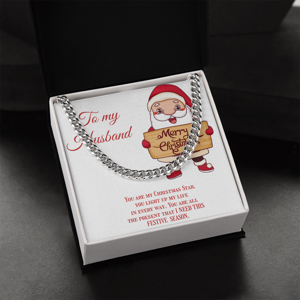 Cuban Link Chain – Christmas Gift for Husband, Includes Merry Christmas Message Card by ShineOn Fulfillment