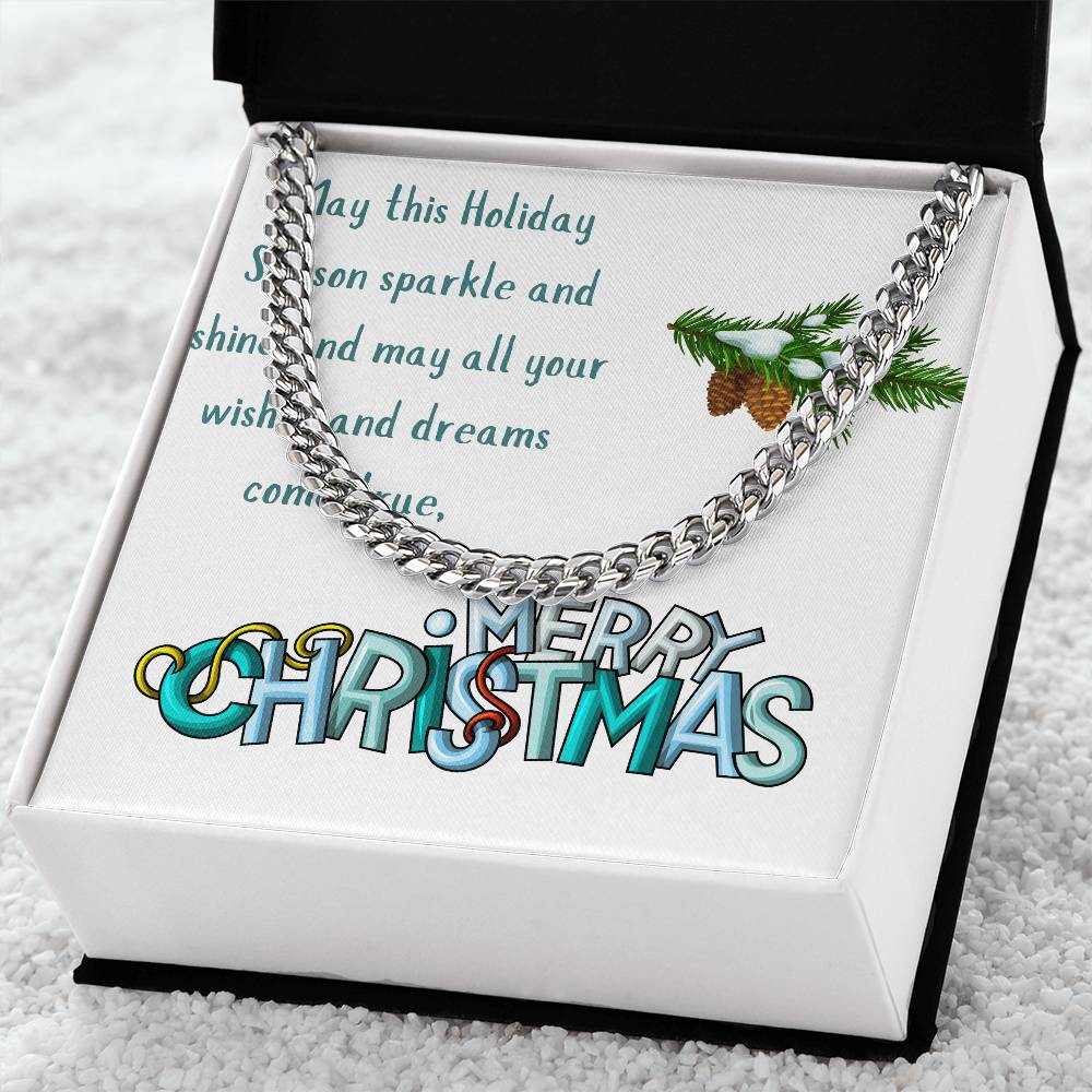 Necklace Chain with Merry Christmas Card, Holiday Jewelry Gift, Festive Season Pendant, Ch by ShineOn Fulfillment