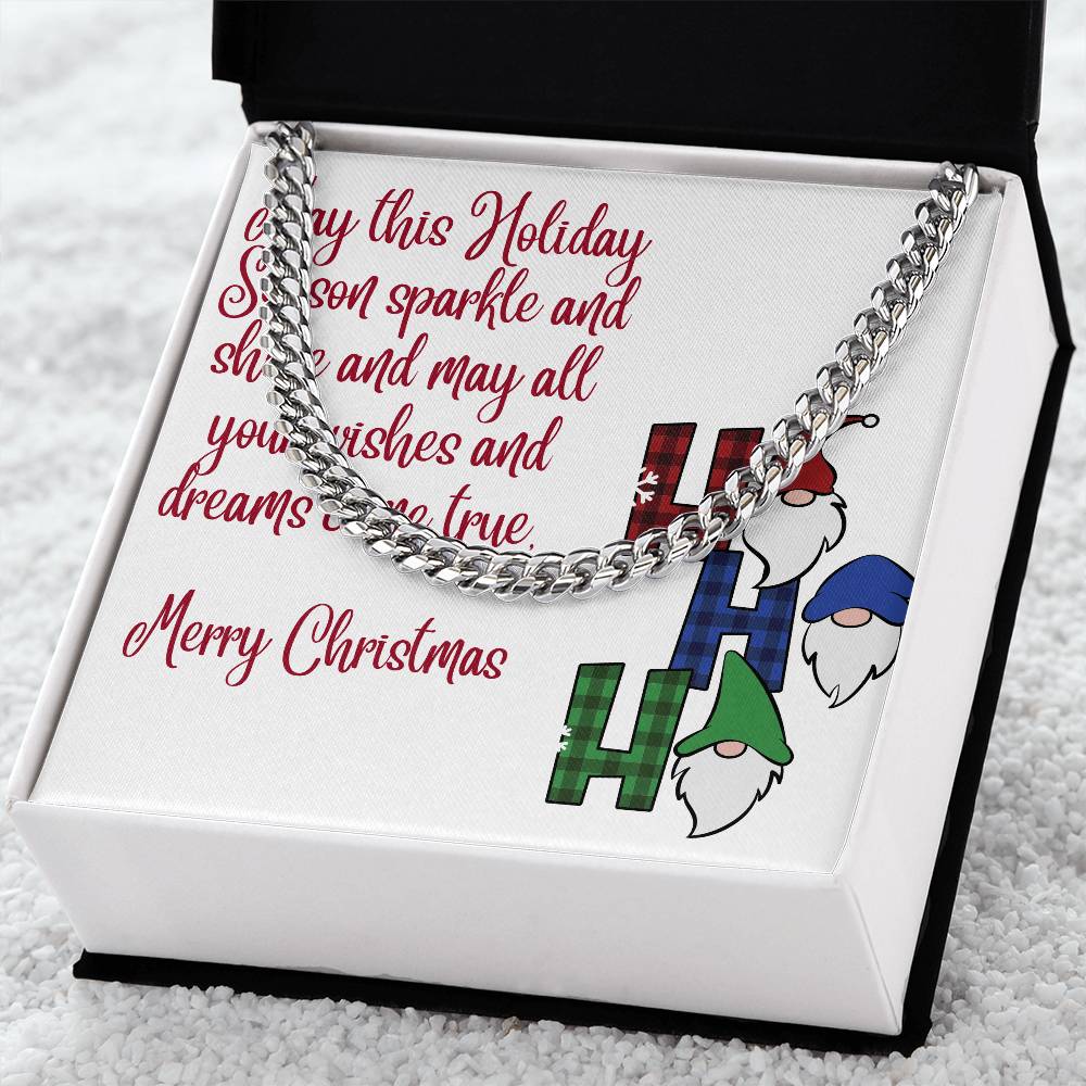 Necklace Chain with Merry Christmas Card, Holiday Jewelry Gift, Festive Season Pendant by ShineOn Fulfillment