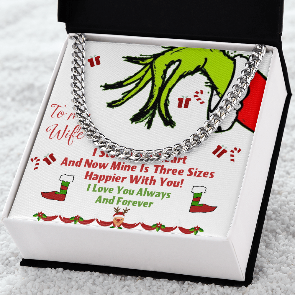 Cuban Link Chain with message card I stole your heart Grinch Christmas decoration by ShineOn Fulfillment