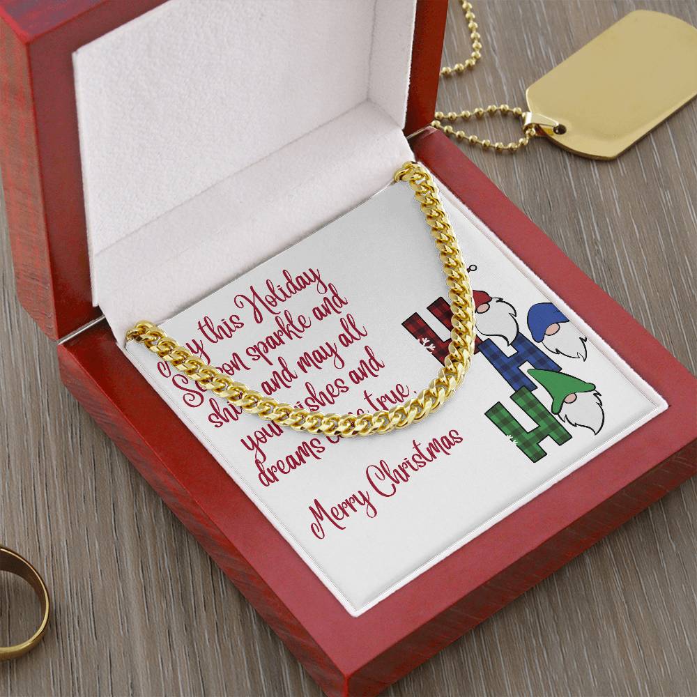 Necklace Chain with Merry Christmas Card, Holiday Jewelry Gift, Festive Season Pendant by ShineOn Fulfillment
