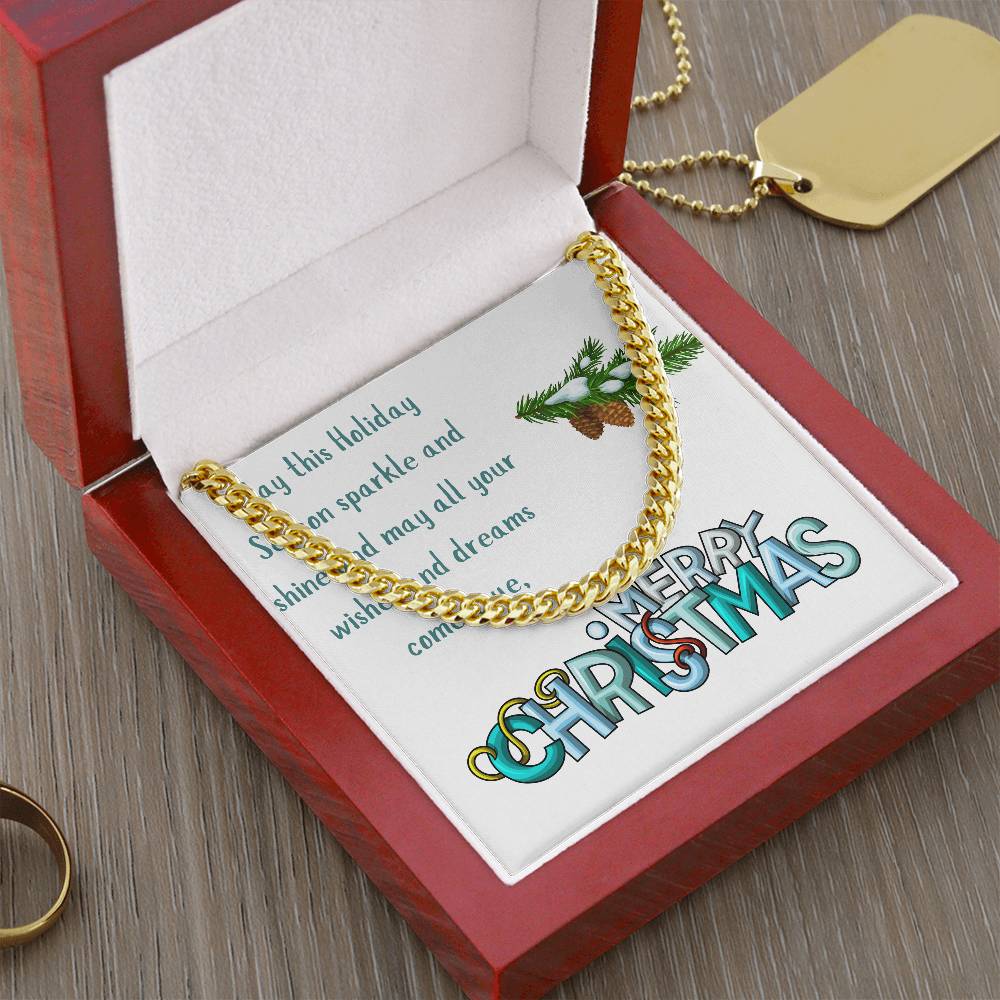 Necklace Chain with Merry Christmas Card, Holiday Jewelry Gift, Festive Season Pendant, Ch by ShineOn Fulfillment