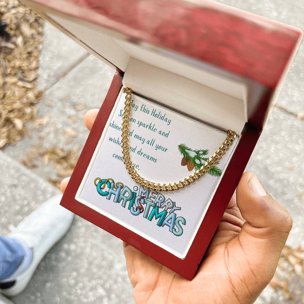 Necklace Chain with Merry Christmas Card, Holiday Jewelry Gift, Festive Season Pendant, Ch by ShineOn Fulfillment