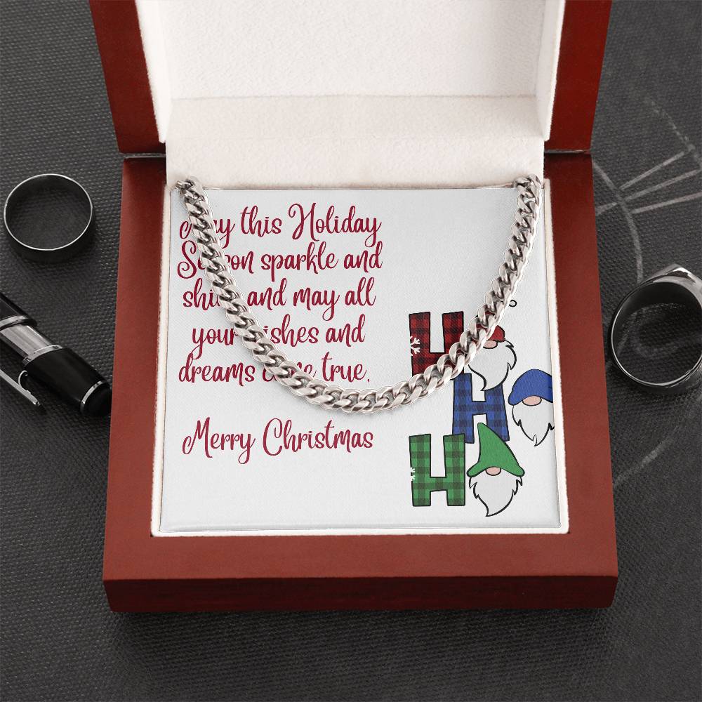 Necklace Chain with Merry Christmas Card, Holiday Jewelry Gift, Festive Season Pendant by ShineOn Fulfillment