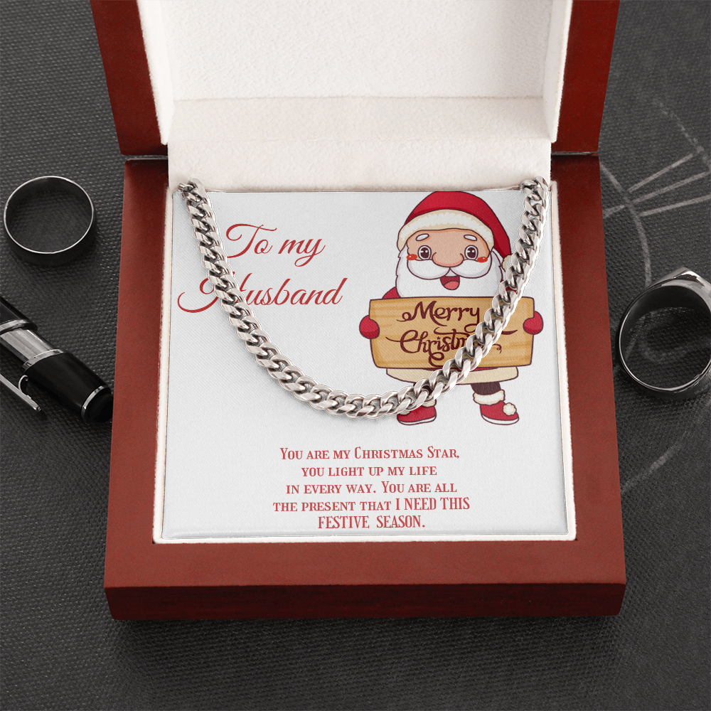Cuban Link Chain – Christmas Gift for Husband, Includes Merry Christmas Message Card by ShineOn Fulfillment