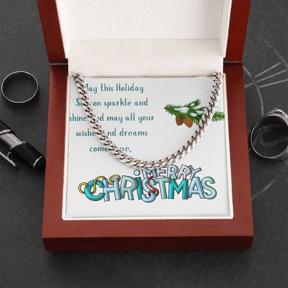 Necklace Chain with Merry Christmas Card, Holiday Jewelry Gift, Festive Season Pendant, Ch by ShineOn Fulfillment