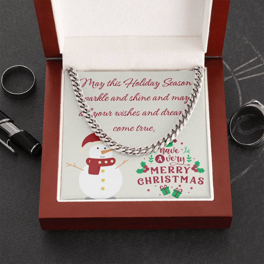 Cuban Link Chain – Merry Christmas Gift for Him | Luxury Necklace with Message Card by ShineOn Fulfillment