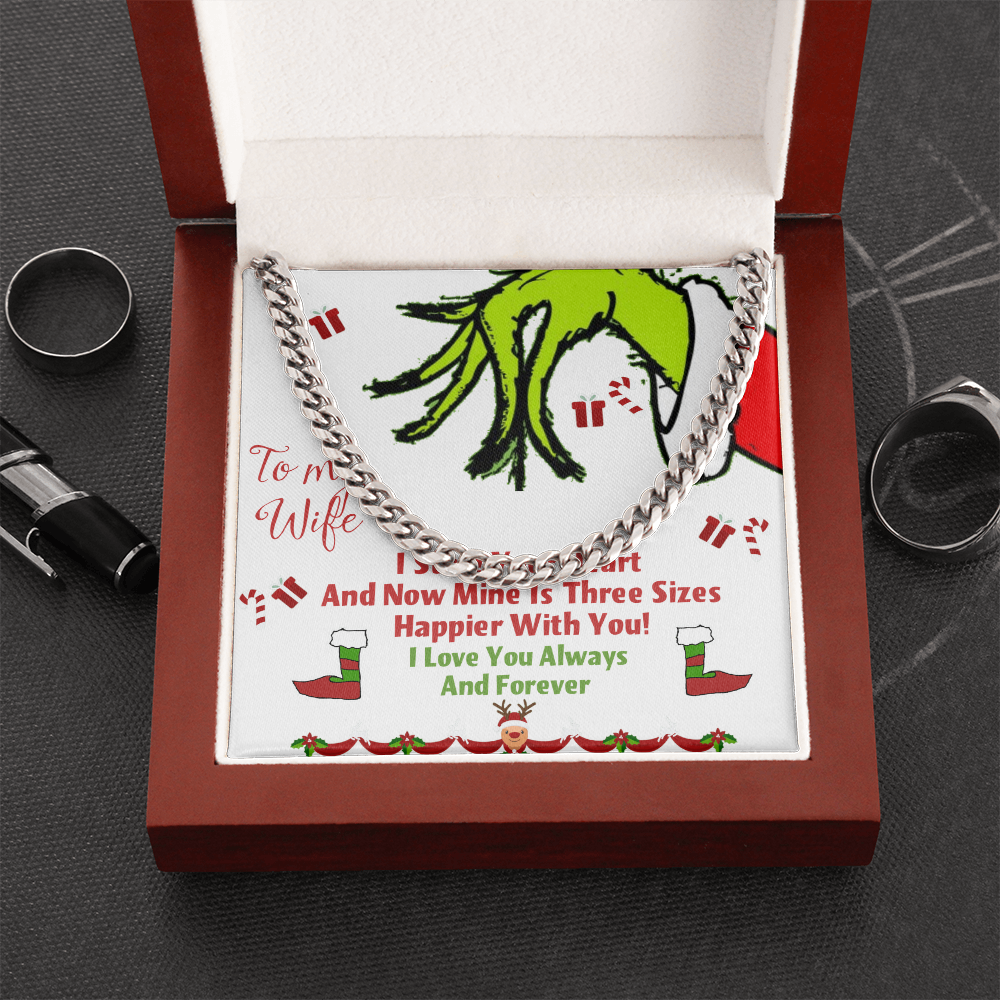 Cuban Link Chain with message card I stole your heart Grinch Christmas decoration by ShineOn Fulfillment