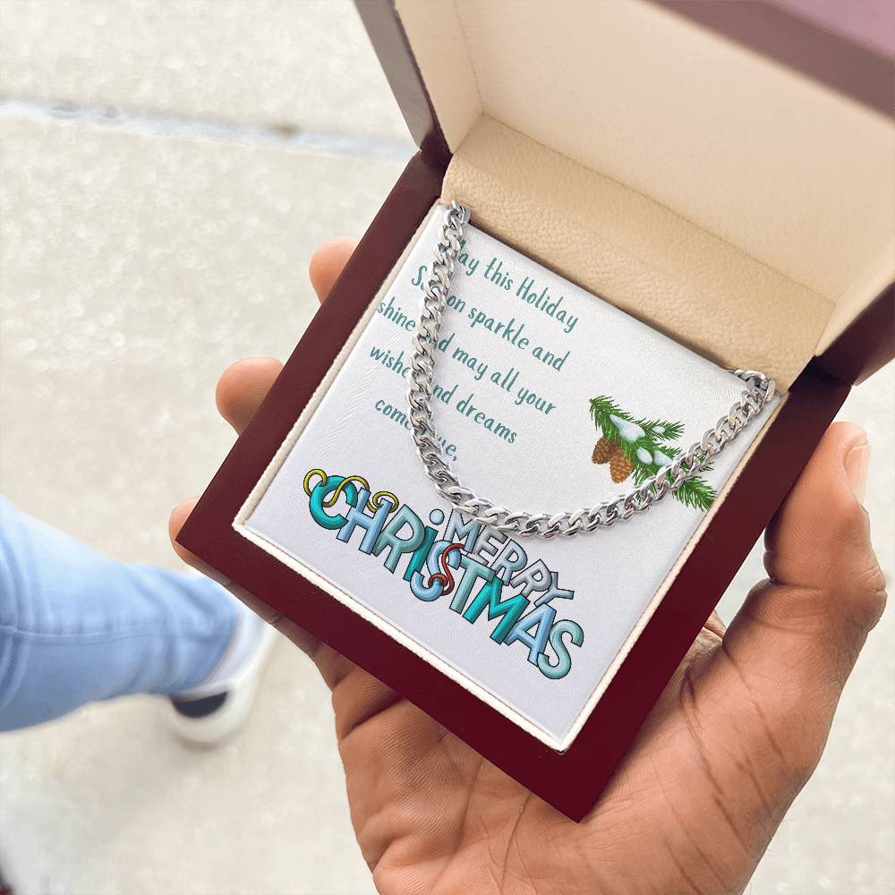Necklace Chain with Merry Christmas Card, Holiday Jewelry Gift, Festive Season Pendant, Ch by ShineOn Fulfillment
