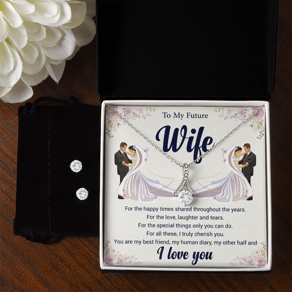 Alluring Beauty Necklace & Earring Set To Wife ShineOn Fulfillment