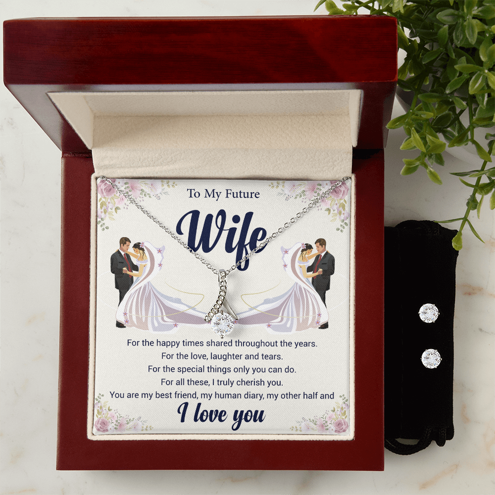 Alluring Beauty Necklace & Earring Set To Wife ShineOn Fulfillment