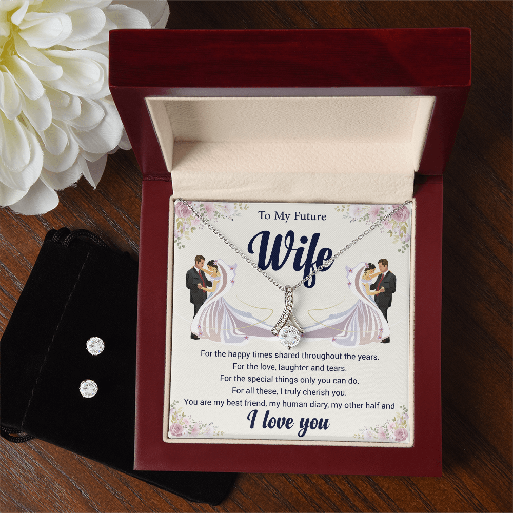Alluring Beauty Necklace & Earring Set To Wife ShineOn Fulfillment